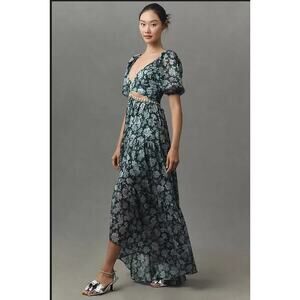 V. Chapman  Emma V-Neck A-Line Brocade Cutout Maxi Dress Size 2 NWT